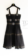 CHANEL 08PF Black Swarovski Flower Jeweled Dress 40 シャネル ブラック スワロフスキー フラワー ジュエリー ワンピース ドレス 即発