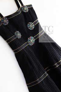 CHANEL 08PF Black Swarovski Flower Jeweled Dress 40 シャネル ブラック スワロフスキー フラワー ジュエリー ワンピース ドレス 即発