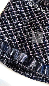 CHANEL 09S Black Navy Purple Bow Tweed Dress 38 シャネル ブラック ネイビー パープル リボン ツイード ワンピース 即発