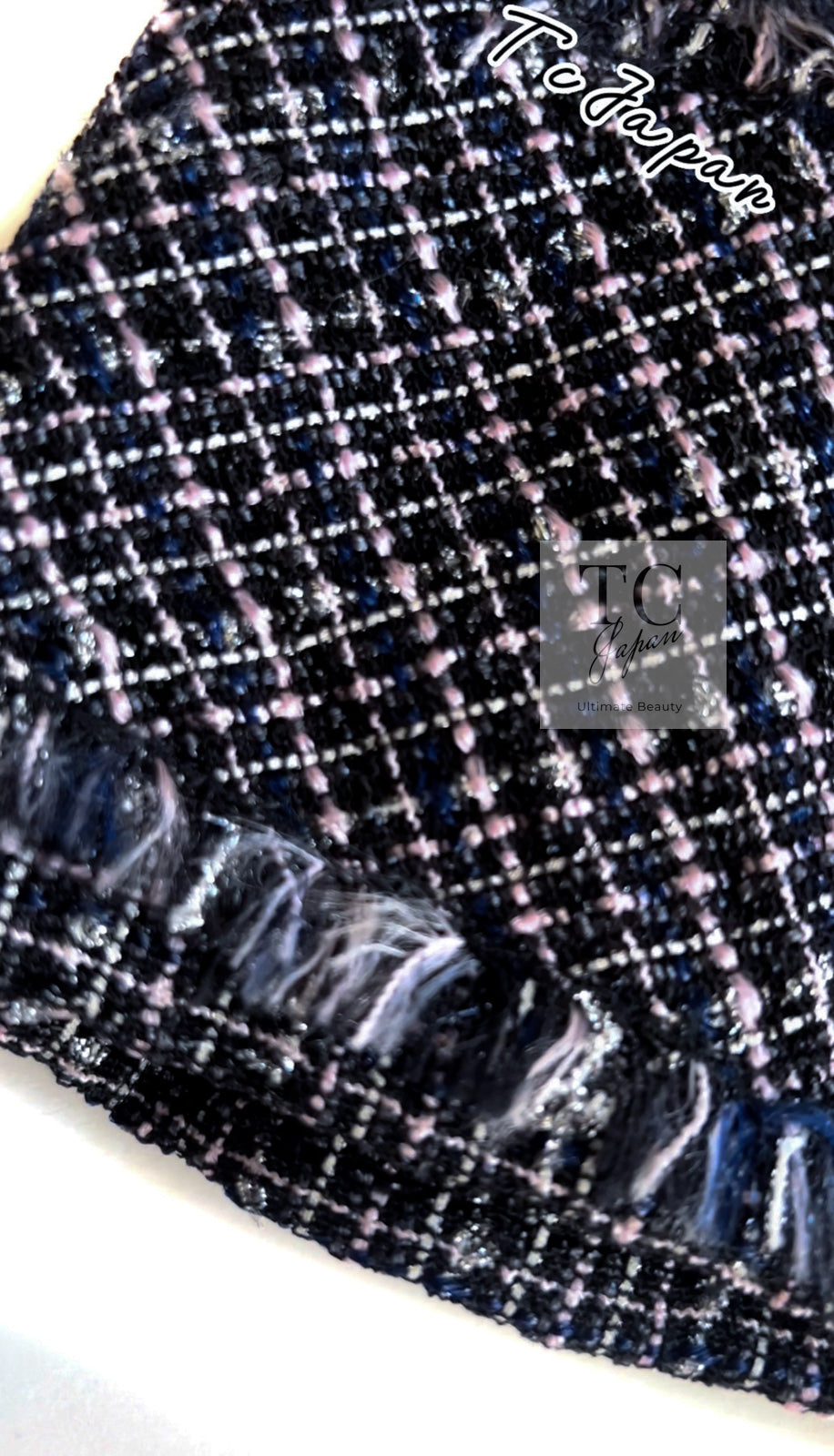 CHANEL 09S Black Navy Purple Bow Tweed Dress 38 シャネル ブラック ネイビー パープル リボン ツイード ワンピース 即発