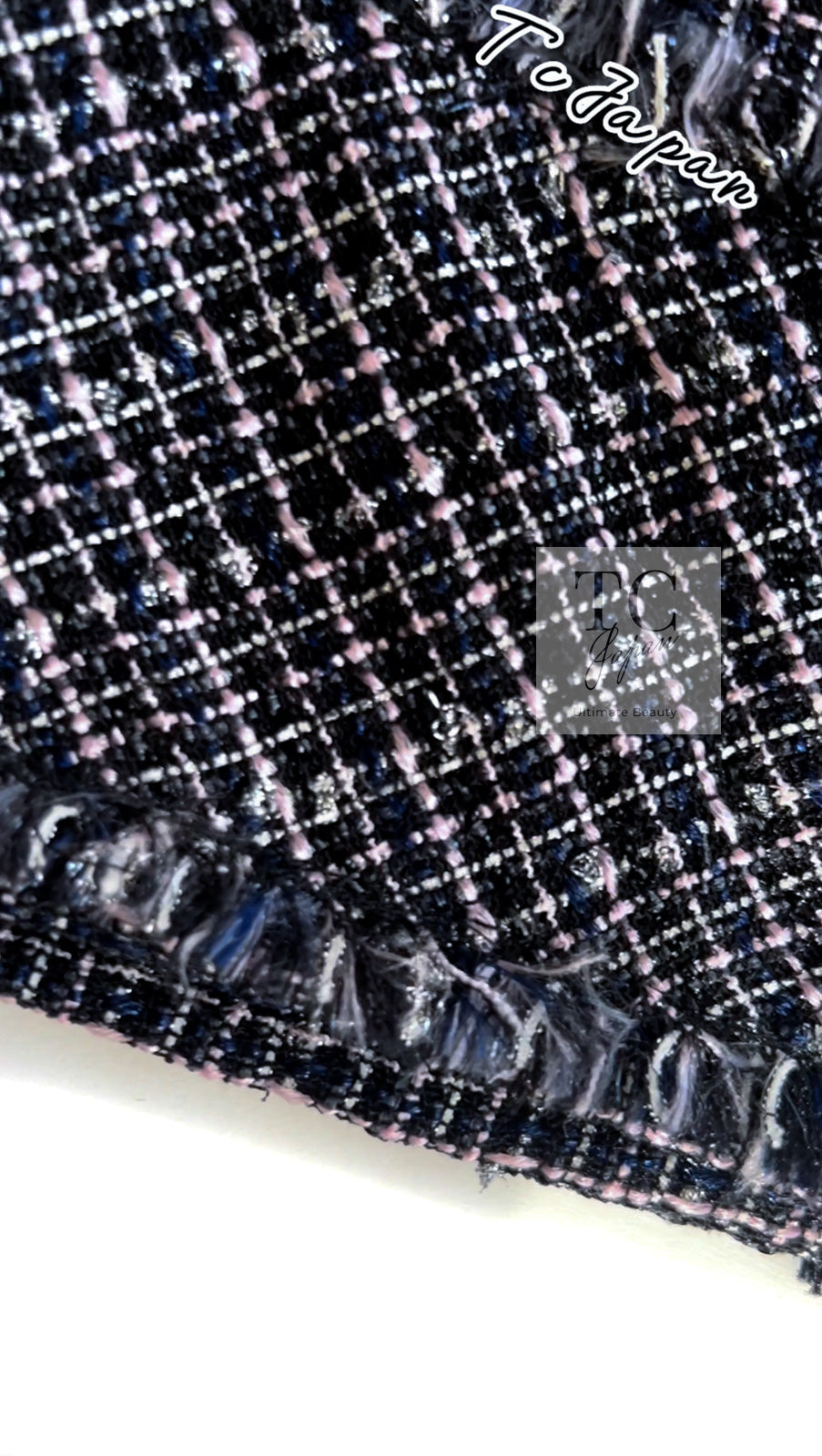 CHANEL 09S Black Navy Purple Bow Tweed Dress 38 シャネル ブラック ネイビー パープル リボン ツイード ワンピース 即発