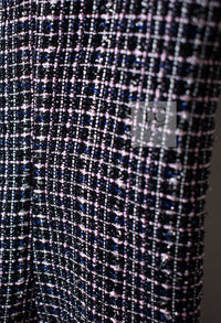 CHANEL 09S Black Navy Purple Bow Tweed Dress 38 シャネル ブラック ネイビー パープル リボン ツイード ワンピース 即発