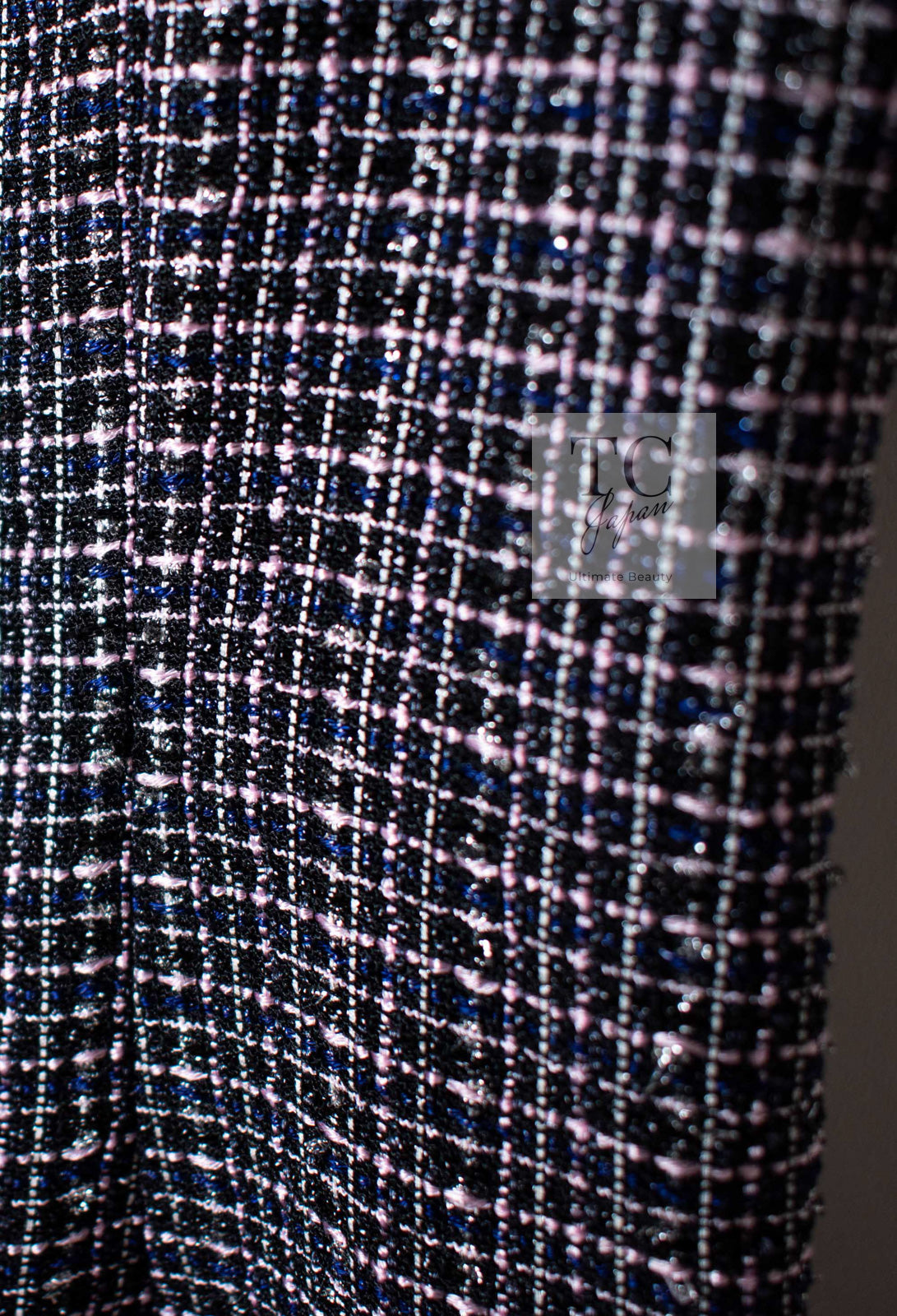 CHANEL 09S Black Navy Purple Bow Tweed Dress 38 シャネル ブラック ネイビー パープル リボン ツイード ワンピース 即発