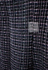 CHANEL 09S Black Navy Purple Bow Tweed Dress 38 シャネル ブラック ネイビー パープル リボン ツイード ワンピース 即発