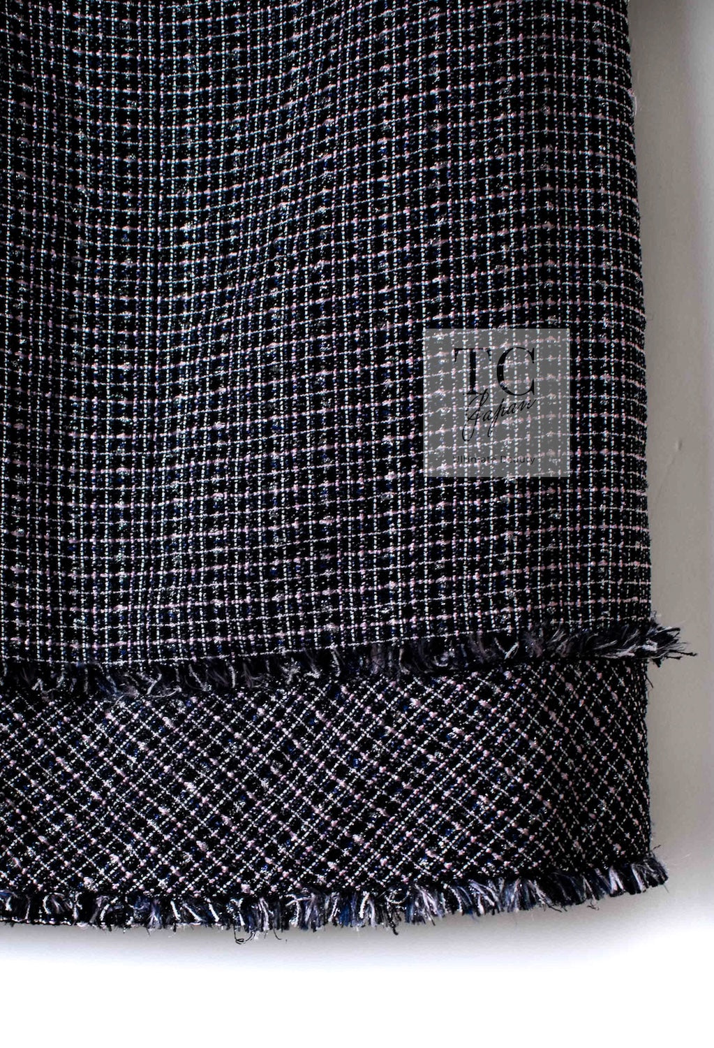 CHANEL 09S Black Navy Purple Bow Tweed Dress 38 シャネル ブラック ネイビー パープル リボン ツイード ワンピース 即発