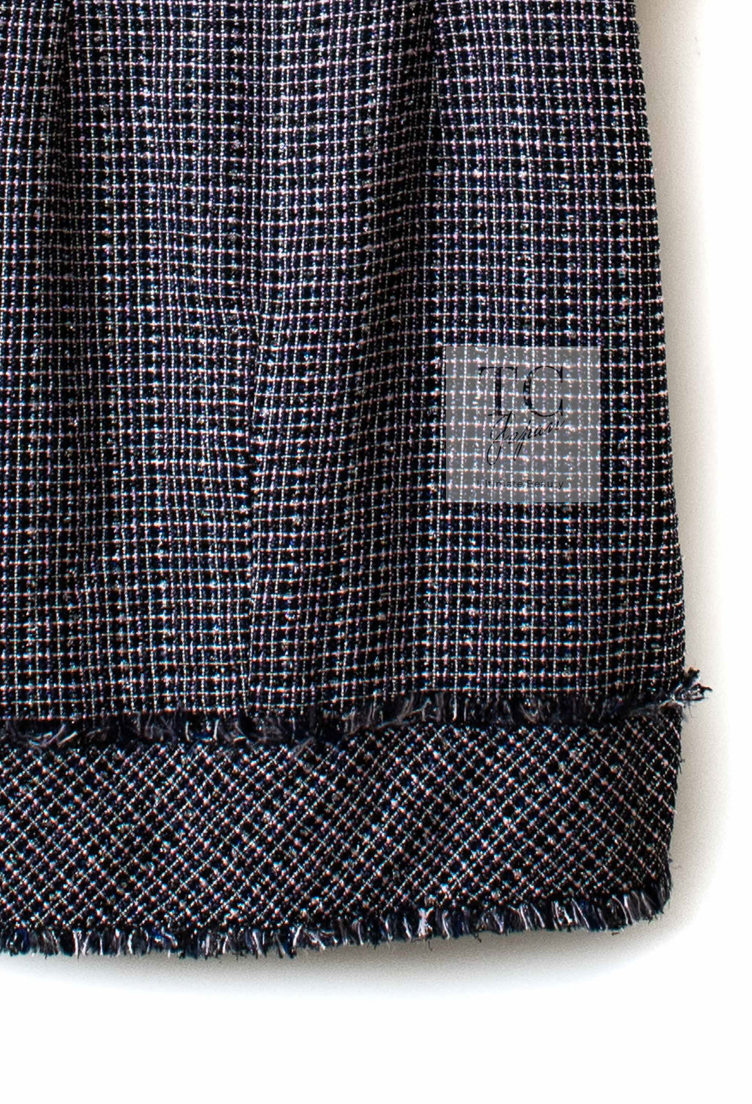 CHANEL 09S Black Navy Purple Bow Tweed Dress 38 シャネル ブラック ネイビー パープル リボン ツイード ワンピース 即発