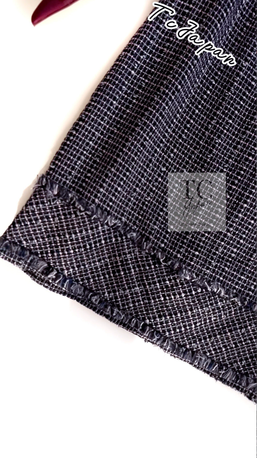 CHANEL 09S Black Navy Purple Bow Tweed Dress 38 シャネル ブラック ネイビー パープル リボン ツイード ワンピース 即発