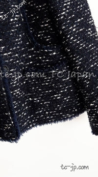 CHANEL 04A Navy Black Tweed Jacket 40 シャネル ネイビー ブラック ツイード ジャケット 即発