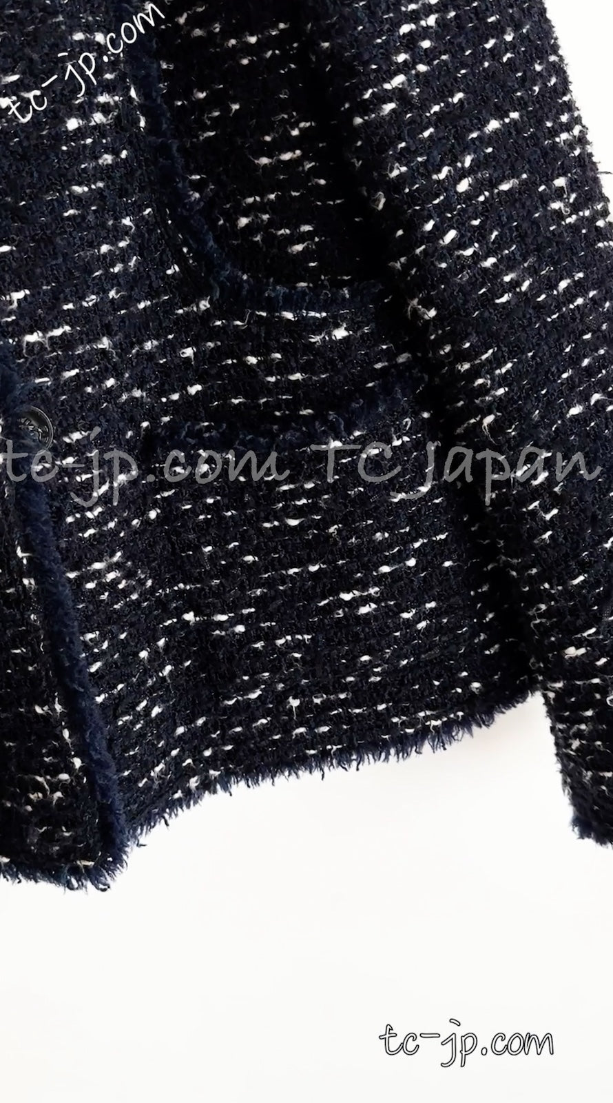CHANEL 04A Navy Black Tweed Jacket 40 シャネル ネイビー ブラック ツイード ジャケット 即発