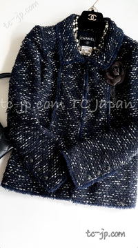 CHANEL 04A Navy Black Tweed Jacket 40 シャネル ネイビー ブラック ツイード ジャケット 即発