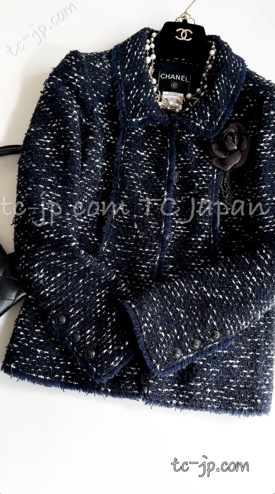 CHANEL 04A Navy Black Tweed Jacket 40 シャネル ネイビー ブラック ツイード ジャケット 即発