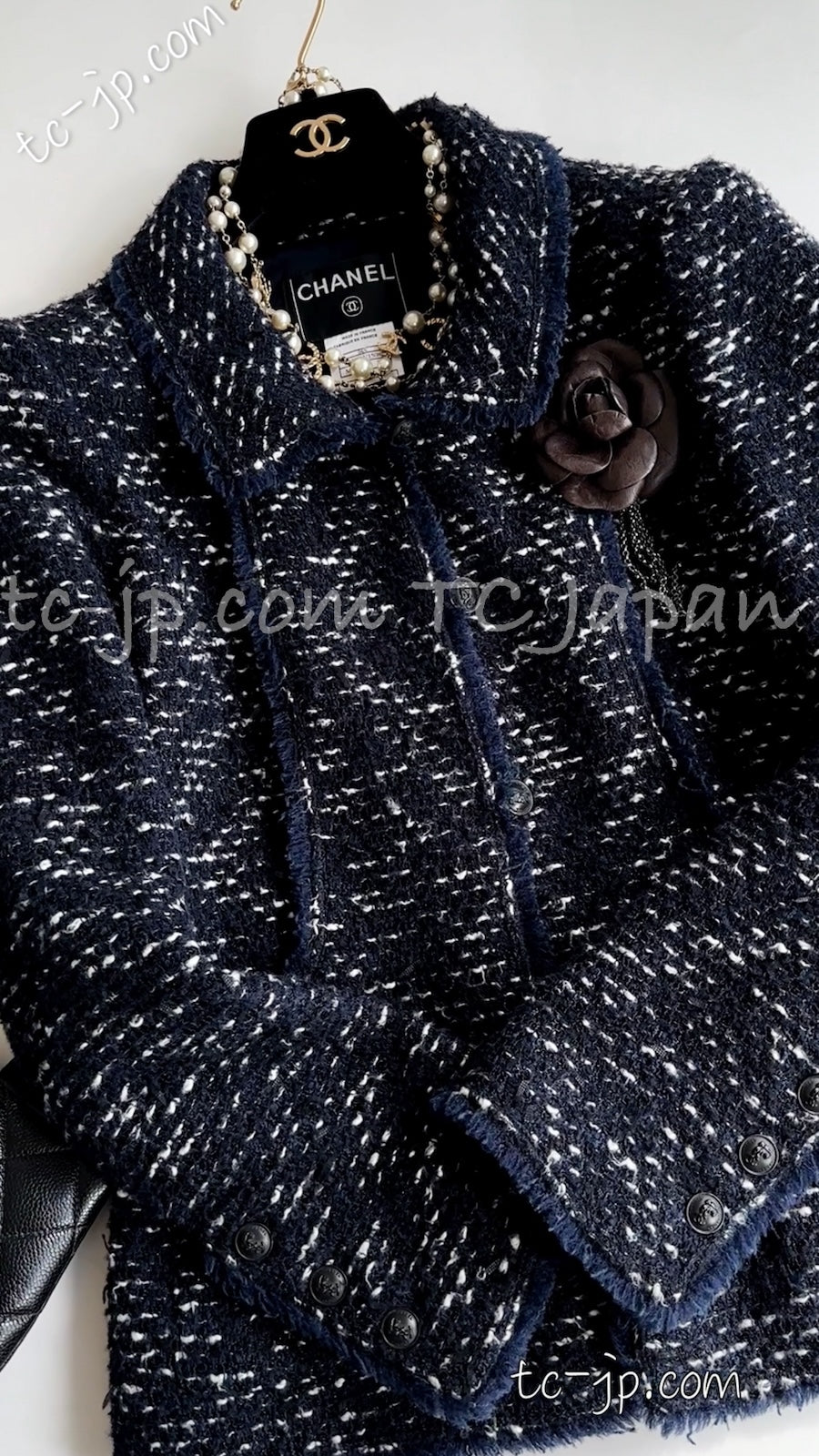 CHANEL 04A Navy Black Tweed Jacket 40 シャネル ネイビー ブラック ツイード ジャケット 即発 - TC JAPAN
