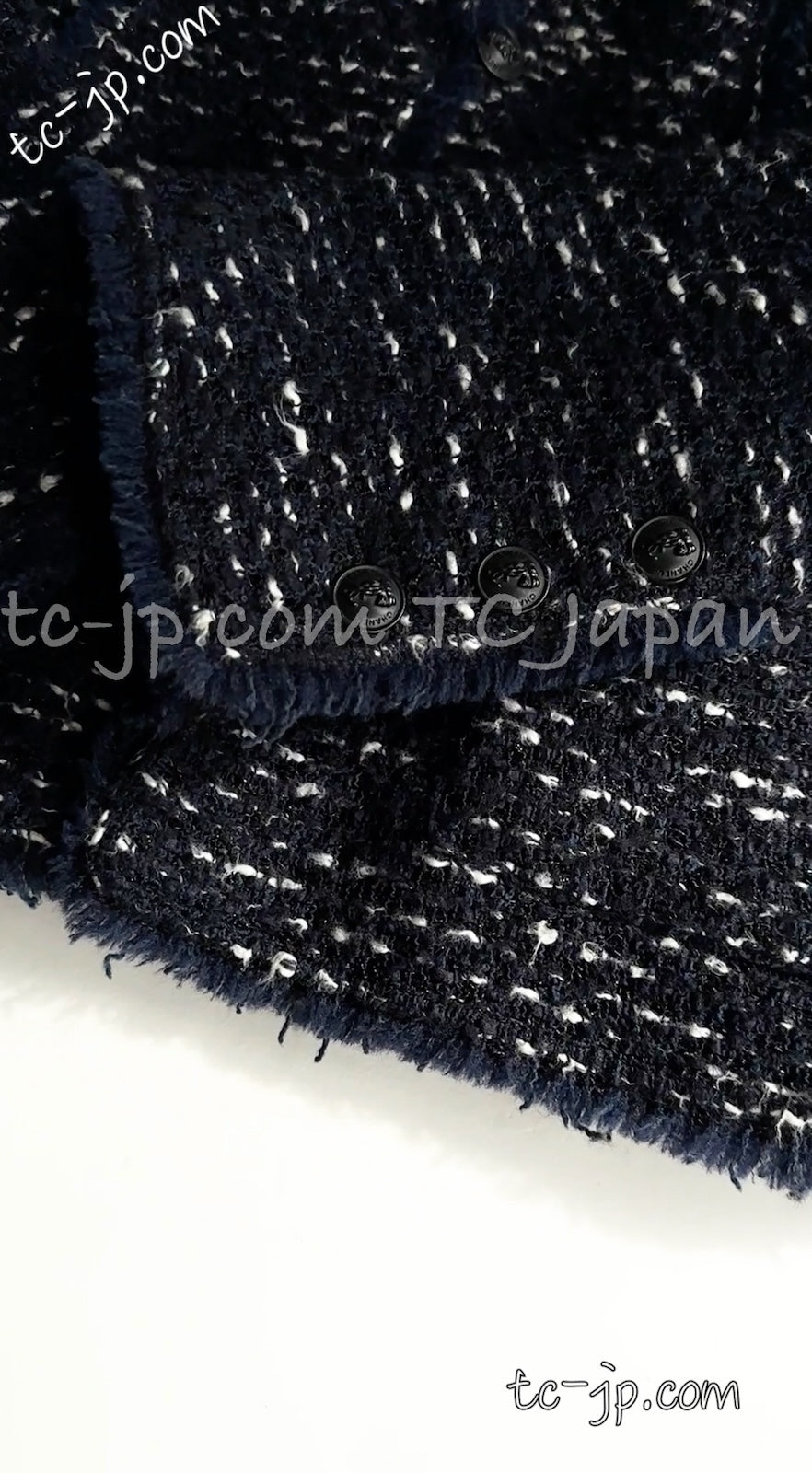 CHANEL 04A Navy Black Tweed Jacket 40 シャネル ネイビー ブラック ツイード ジャケット 即発 - TC JAPAN