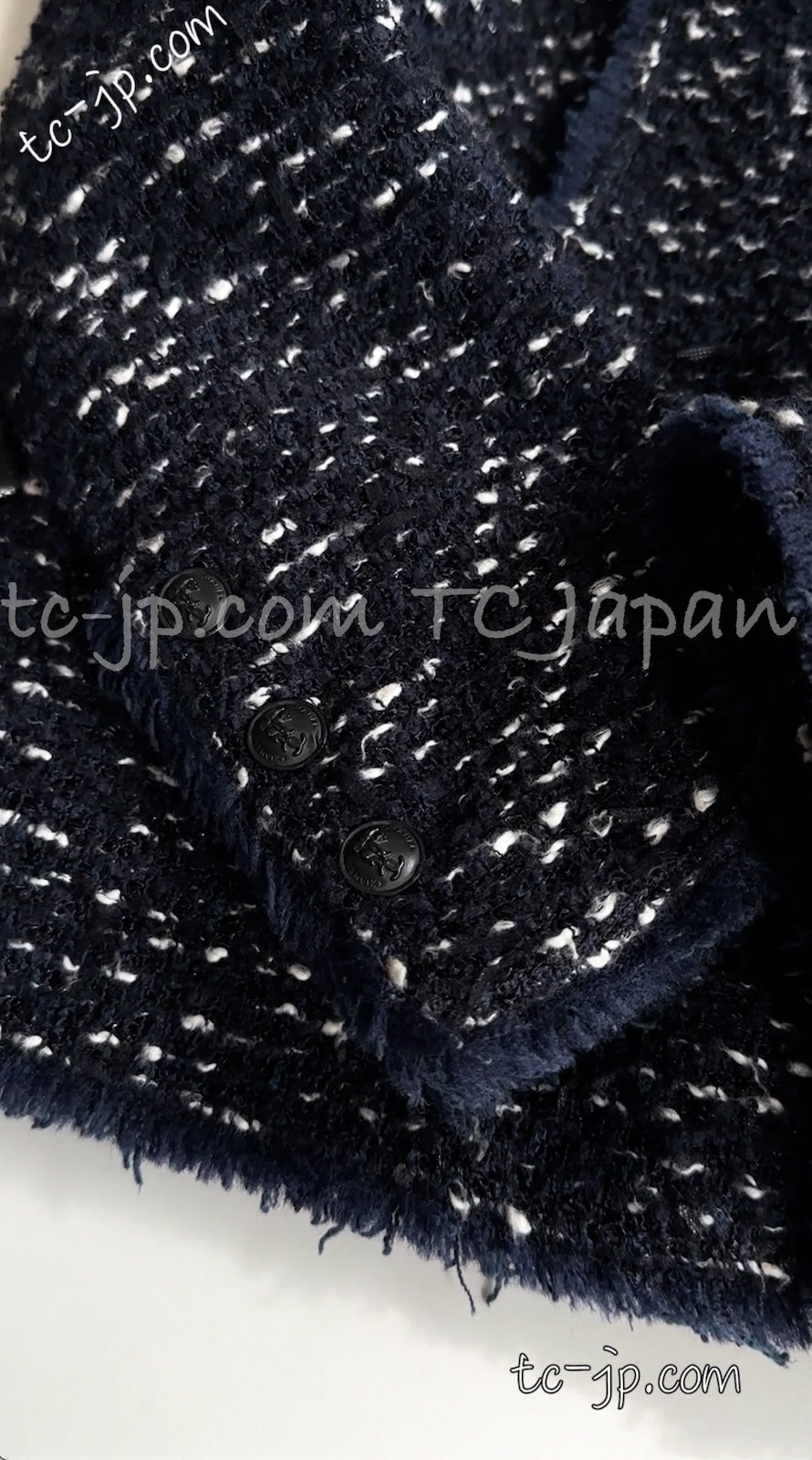 CHANEL 04A Navy Black Tweed Jacket 40 シャネル ネイビー ブラック ツイード ジャケット 即発 - TC JAPAN