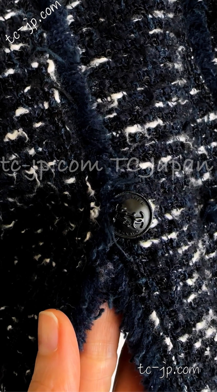 CHANEL 04A Navy Black Tweed Jacket 40 シャネル ネイビー ブラック ツイード ジャケット 即発