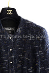 CHANEL 04S Black Navy Metallic Pearl Button Jacket 34 シャネル ブラック ネイビー メタリック パールボタン ジャケット 即発