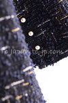 CHANEL 04S Black Navy Metallic Pearl Button Jacket 34 シャネル ブラック ネイビー メタリック パールボタン ジャケット 即発