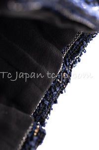 CHANEL 04S Black Navy Metallic Pearl Button Jacket 34 シャネル ブラック ネイビー メタリック パールボタン ジャケット 即発