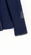 CHANEL 00A Navy Rhinestone Trim Tweed Jacket Skirt Suit 36 38 シャネル ネイビー ラインストーン トリム ツイード ジャケット スカート スーツ 即発