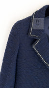 CHANEL 00A Navy Rhinestone Trim Tweed Jacket Skirt Suit 36 38 シャネル ネイビー ラインストーン トリム ツイード ジャケット スカート スーツ 即発