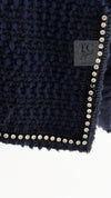 CHANEL 00A Navy Rhinestone Trim Tweed Jacket Skirt Suit 36 38 シャネル ネイビー ラインストーン トリム ツイード ジャケット スカート スーツ 即発
