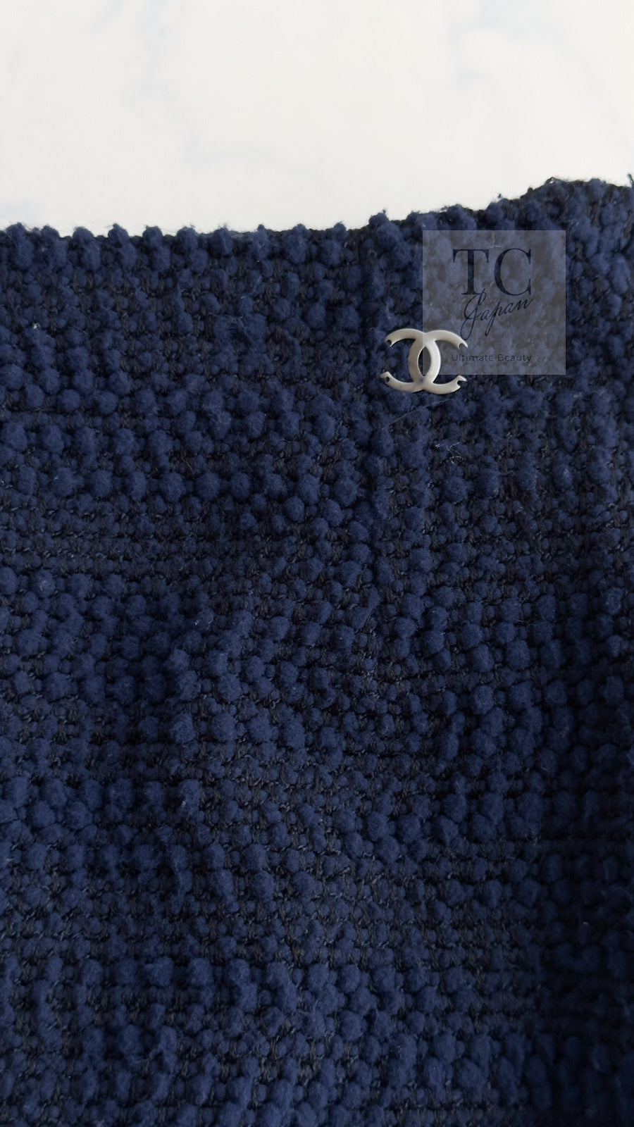 シャネル ジャケット スーツ CHANEL ネイビー ラインストーン トリム