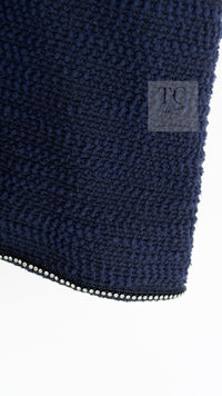 CHANEL 00A Navy Rhinestone Trim Tweed Jacket Skirt Suit 36 38 シャネル ネイビー ラインストーン トリム ツイード ジャケット スカート スーツ 即発