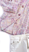 CHANEL 98S Vintage Purple Pink Multi Jacket Skirt Suit 38 40 シャネル ヴィンテージ パープル ピンク マルチ ジャケット スカート スーツ 即発