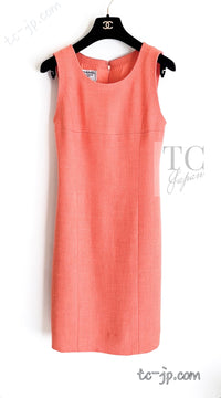 CHANEL 91C Vintage Apricot Gold Button Cotton Jacket Dress Setup 34 36 38 シャネル ヴィンテージ アプリコット CC ゴールド ボタン コットン ジャケット ワンピース セットアップ 即発