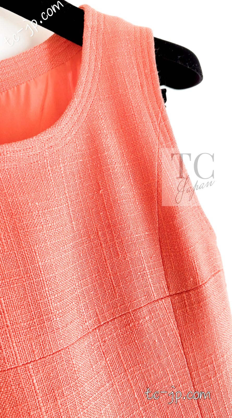 CHANEL 91C Vintage Apricot Gold Button Cotton Jacket Dress Setup 34 36 38 シャネル ヴィンテージ アプリコット CC ゴールド ボタン コットン ジャケット ワンピース セットアップ 即発