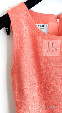 CHANEL 91C Vintage Apricot Gold Button Cotton Jacket Dress Setup 34 36 38 シャネル ヴィンテージ アプリコット CC ゴールド ボタン コットン ジャケット ワンピース セットアップ 即発