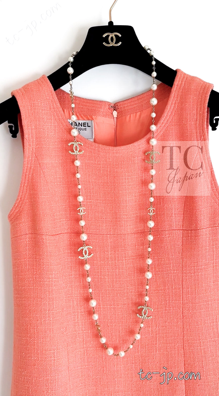 CHANEL 91C Vintage Apricot Gold Button Cotton Jacket Dress Setup 34 36 38 シャネル ヴィンテージ アプリコット CC ゴールド ボタン コットン ジャケット ワンピース セットアップ 即発