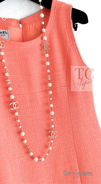 CHANEL 91C Vintage Apricot Gold Button Cotton Jacket Dress Setup 34 36 38 シャネル ヴィンテージ アプリコット CC ゴールド ボタン コットン ジャケット ワンピース セットアップ 即発