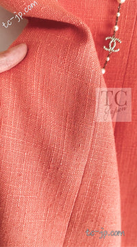 CHANEL 91C Vintage Apricot Gold Button Cotton Jacket Dress Setup 34 36 38 シャネル ヴィンテージ アプリコット CC ゴールド ボタン コットン ジャケット ワンピース セットアップ 即発