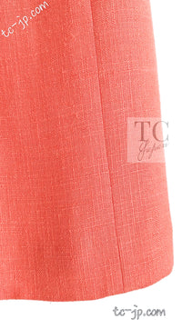 CHANEL 91C Vintage Apricot Gold Button Cotton Jacket Dress Setup 34 36 38 シャネル ヴィンテージ アプリコット CC ゴールド ボタン コットン ジャケット ワンピース セットアップ 即発