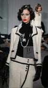 CHANEL 06PF Ivory Black Trim Boucle Tweed Jacket 38 シャネル アイボリー ブラック トリミング ブークレ ツイード ジャケット 即発
