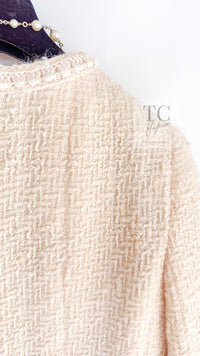 CHANEL 06PF Creme Ivory Wool Mohair Silk Gripoix Tweed Jacket 34 36 シャネル クリーム アイボリー ウール モヘア シルク グリポワ宝石ボタン ツイード ジャケット 即発
