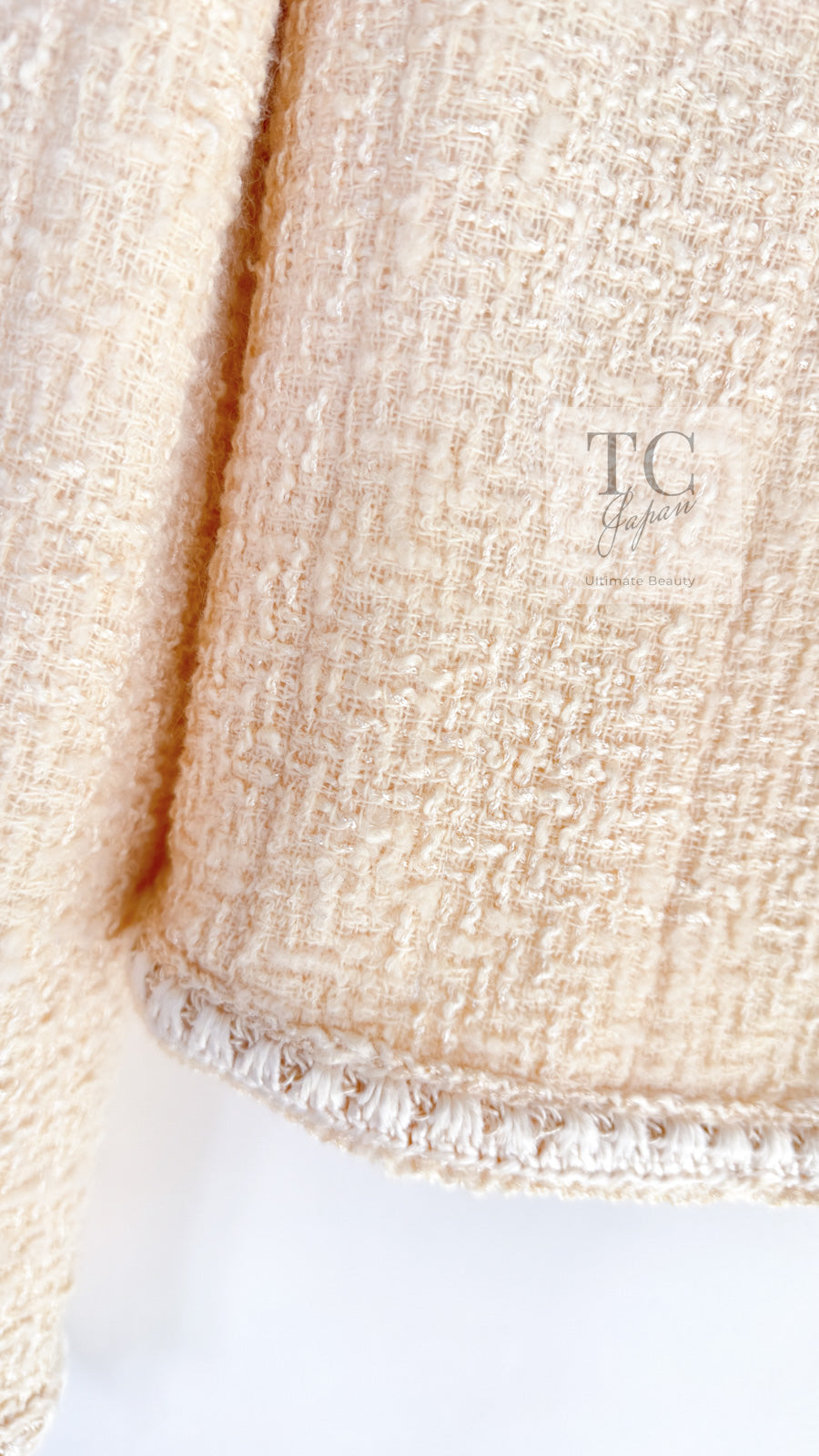 CHANEL 06PF Creme Ivory Wool Mohair Silk Gripoix Tweed Jacket 34 36 シャネル クリーム アイボリー ウール モヘア シルク グリポワ宝石ボタン ツイード ジャケット 即発