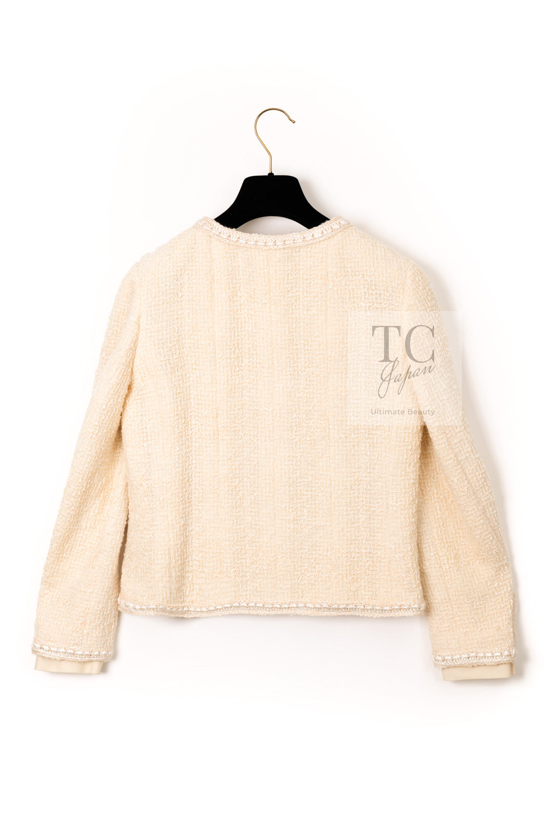 CHANEL 06PF Creme Ivory Wool Mohair Silk Gripoix Tweed Jacket 36 シャネル クリーム アイボリー ウール モヘア シルク グリポワ宝石ボタン ツイード ジャケット 即発