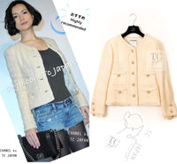 CHANEL 06PF Creme Ivory Wool Mohair Silk Gripoix Tweed Jacket 36 シャネル クリーム アイボリー ウール モヘア シルク グリポワ宝石ボタン ツイード ジャケット 即発