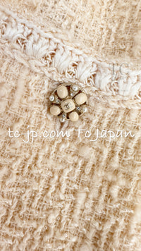 CHANEL 06PF Creme Ivory Wool Mohair Silk Gripoix Tweed Jacket 36 シャネル クリーム アイボリー ウール モヘア シルク グリポワ宝石ボタン ツイード ジャケット 即発