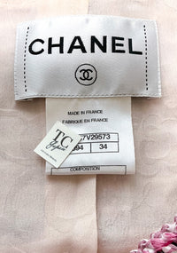 CHANEL 14S Pink White Cotton Collarless Double Jacket 34 シャネル ピンク ホワイト コットン ノーカラー ダブル ジャケット 即発 - TC JAPAN