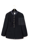 CHANEL 97A Vintage Black Pearl Buttons Stand Collar Wool Jacket Skirt Suit 40 シャネル ヴィンテージ ブラック パールボタン スタンド襟 ウール ジャケット スカート スーツ 即発
