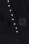 CHANEL 97A Vintage Black Pearl Buttons Stand Collar Wool Jacket Skirt Suit 40 シャネル ヴィンテージ ブラック パールボタン スタンド襟 ウール ジャケット スカート スーツ 即発