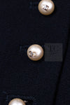 CHANEL 97A Vintage Black Pearl Buttons Stand Collar Wool Jacket Skirt Suit 40 シャネル ヴィンテージ ブラック パールボタン スタンド襟 ウール ジャケット スカート スーツ 即発