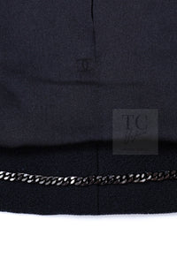 CHANEL 97A Vintage Black Pearl Buttons Stand Collar Wool Jacket Skirt Suit 40 シャネル ヴィンテージ ブラック パールボタン スタンド襟 ウール ジャケット スカート スーツ 即発
