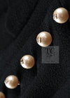 CHANEL 97A Vintage Black Pearl Buttons Stand Collar Wool Jacket Skirt Suit 40 シャネル ヴィンテージ ブラック パールボタン スタンド襟 ウール ジャケット スカート スーツ 即発