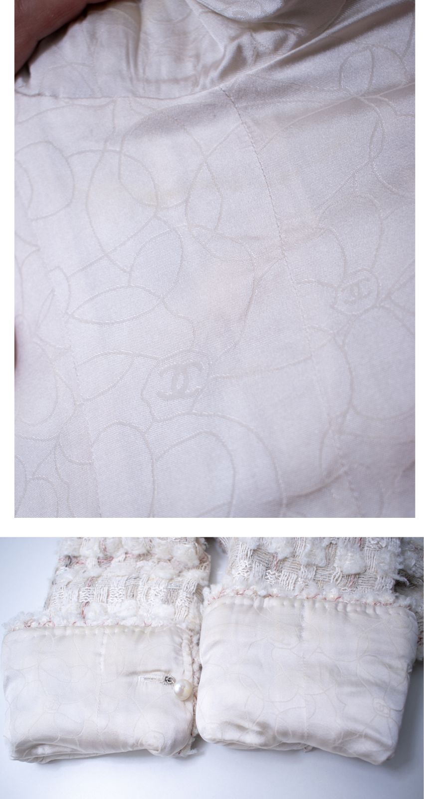 CHANEL 05A Ivory Wool Tweed Jacket Skirt Suit 38 シャネル モナコ王妃 アイボリー ウール ツイード ジャケット スカート スーツ 即発