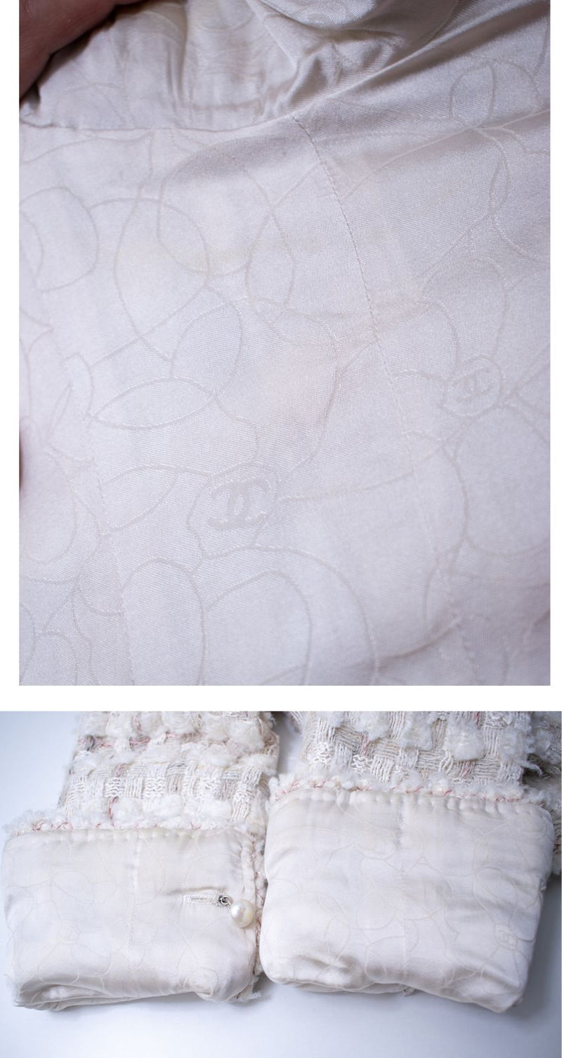 CHANEL 05A Ivory Wool Tweed Jacket Skirt Suit 38 シャネル モナコ王妃 アイボリー ウール ツイード ジャケット スカート スーツ 即発
