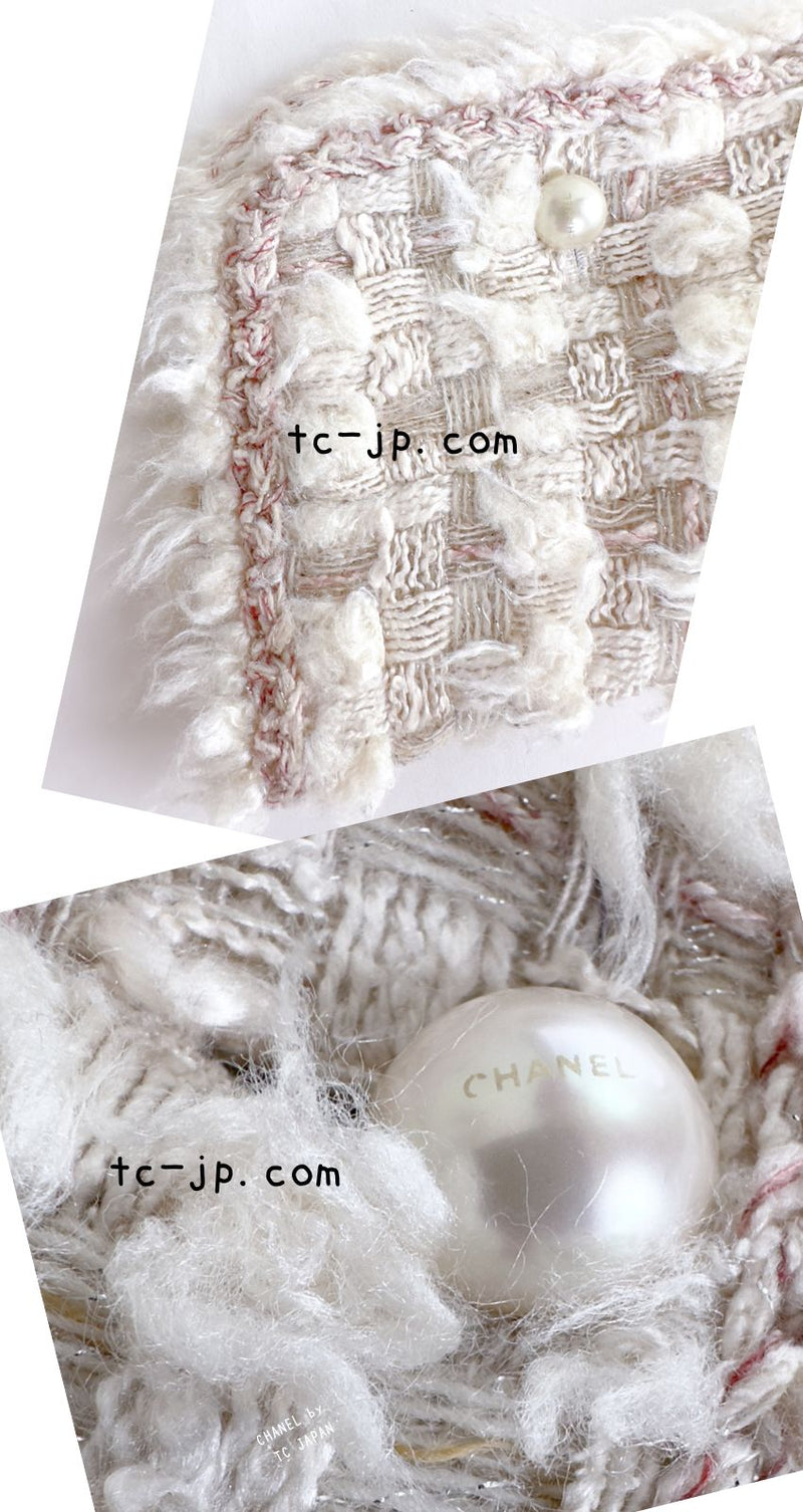 CHANEL 05A Ivory Wool Tweed Jacket Skirt Suit 38 シャネル モナコ王妃 アイボリー ウール ツイード ジャケット スカート スーツ 即発